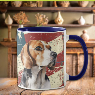 Grunge USA Flag Beagle Hound Dog Tasse