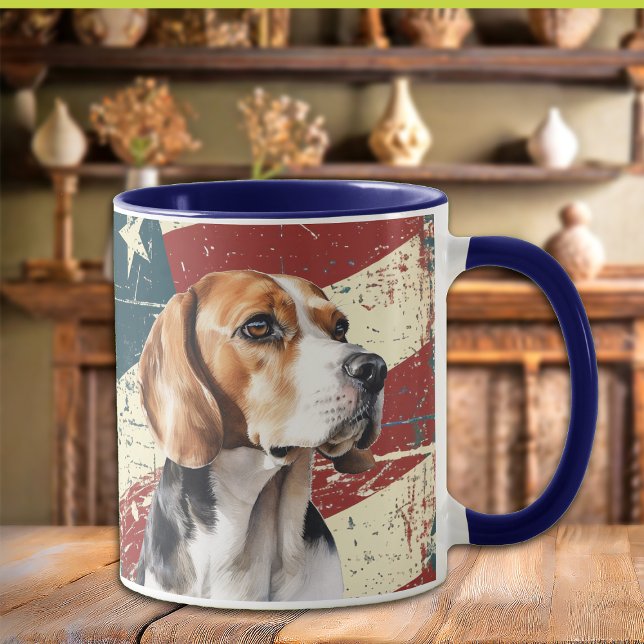 Grunge USA Flag Beagle Hound Dog Tasse (Von Creator hochgeladen)