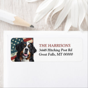 Grunge USA Flag Bernese Mtn Dog Rücksendeadresse