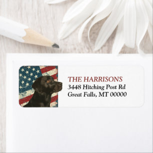 Grunge USA Flag Black Labrador Retriever Dog