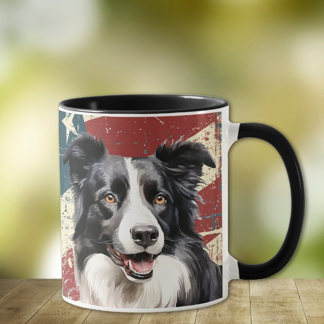 Grunge USA Flag Border Collie Dog Tasse (Von Creator hochgeladen)