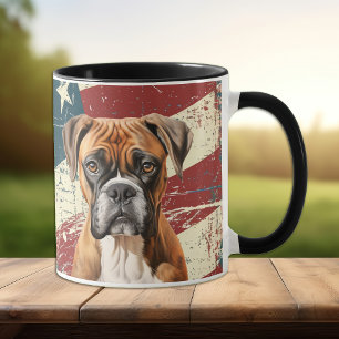 Grunge USA Flag Boxer Dog Tasse