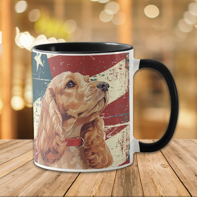 Grunge USA Flag Cocker Spaniel Dog Tasse (Von Creator hochgeladen)