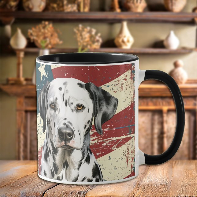 Grunge USA Flag Dalmatiner Dog Tasse (Von Creator hochgeladen)