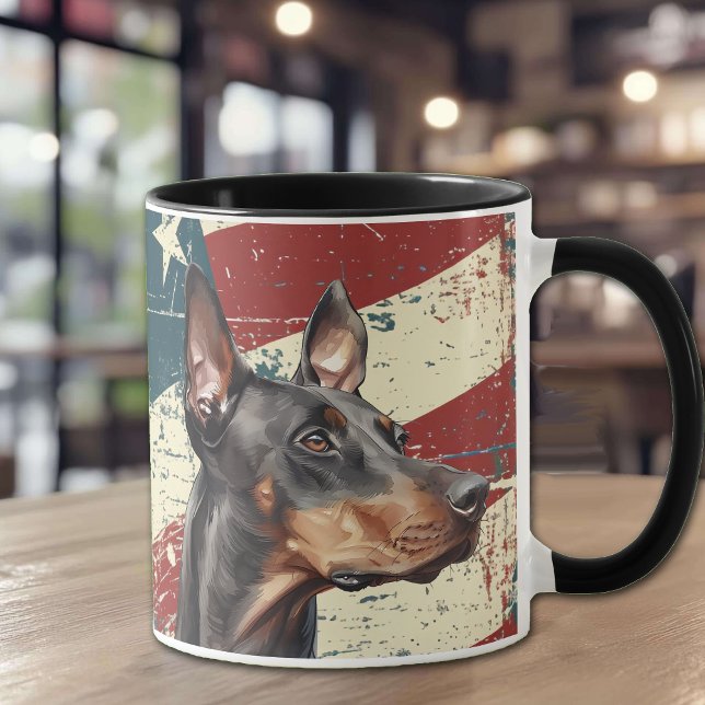 Grunge USA Flag Doberman Pinscher Dog Tasse (Von Creator hochgeladen)