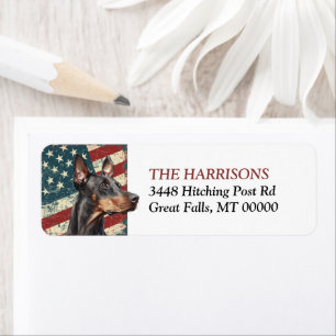 Grunge USA Flag Doberman Pinscher Rücksendeadresse