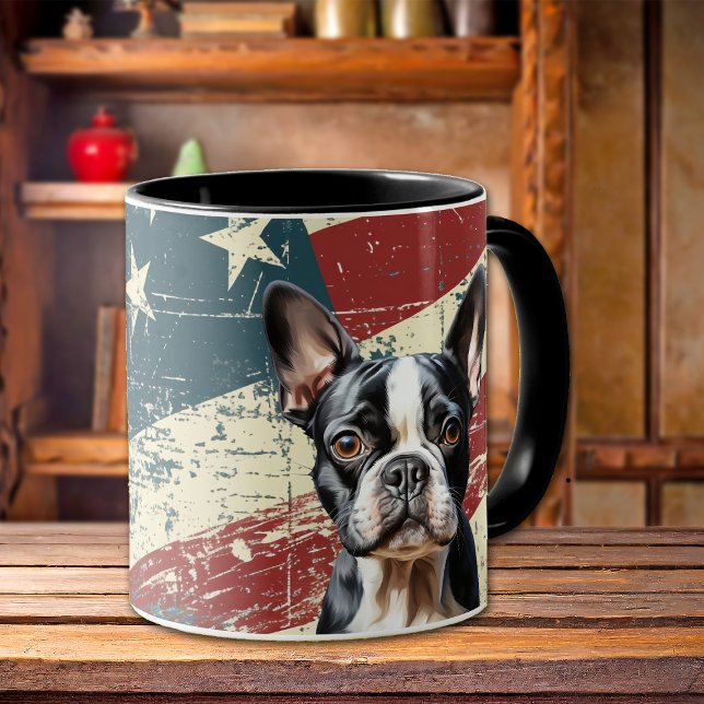 Grunge USA Flag French Bulldog Tasse (Von Creator hochgeladen)
