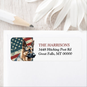 Grunge USA Flag German Shepherd Rücksendeadresse