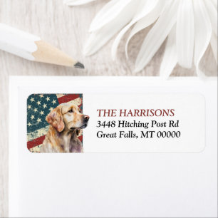 Grunge USA Flag Golden Retriever Rücksendeadresse