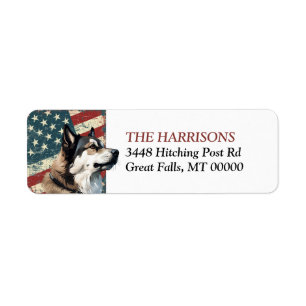 Grunge USA-Flagge Akita-Hund Rücksendeadresse