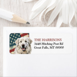 Grunge USA-Flagge Great Pyrenees Hund