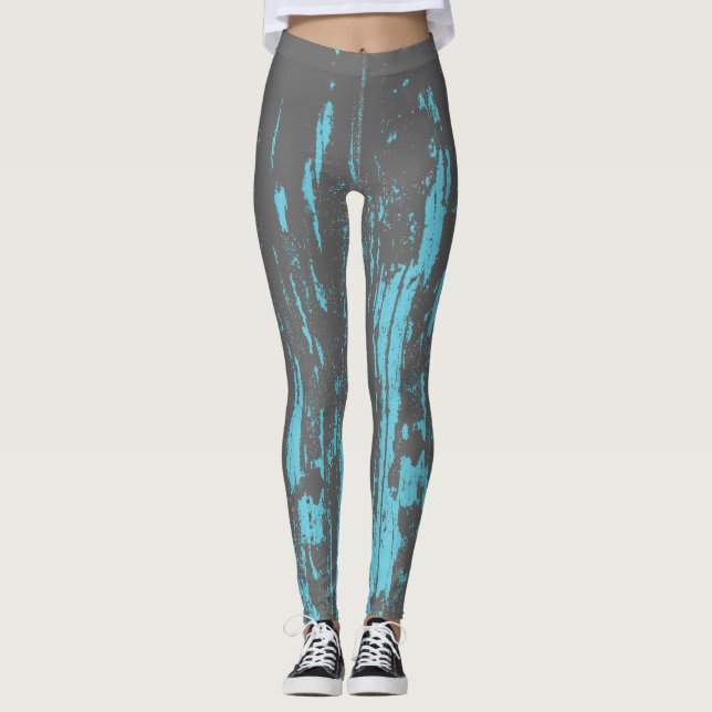 Grunge, verblasst, Aqua-Cool-Überdrucktank Leggings (Vorderseite)