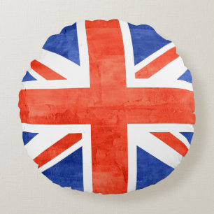 Grunge Vereinigtes Königreich Flagge Rundes Kissen