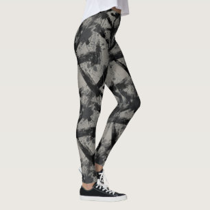 Grunge-verziertes Schwarz Streetwear-Muster Leggings