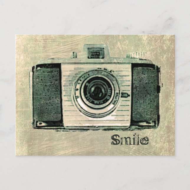 Grunge Vintag Camera Postkarte (Vorderseite)
