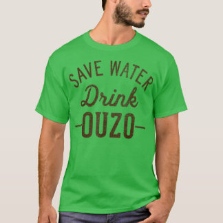 Grunge Vintag Gerettet Wasser trinken Ouzo T-Shirt