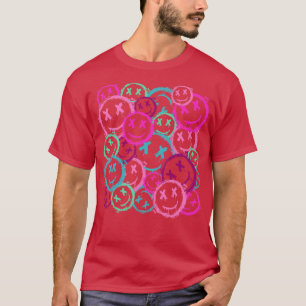 Grunge Vintag Graffiti Street Art Lächeln Pink T-Shirt