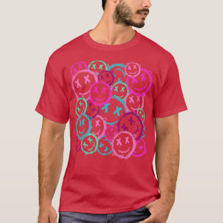 Grunge Vintag Graffiti Street Art Lächeln Pink T-Shirt