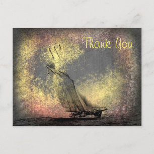 Grunge Vintag Racing Yacht Danke Postcard Postkarte