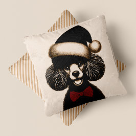 Grunge Vintag Style Christmas Poodle Throw Kissen