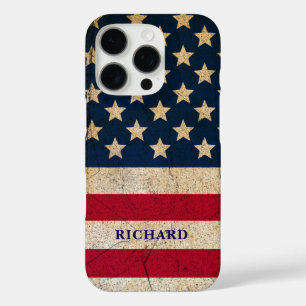 Grunge Vintage Amerikanische Flagge iPhone 16 Pro Hülle