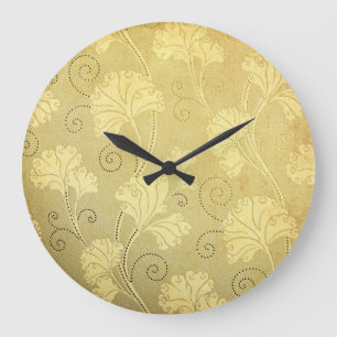 Grunge Vintage Blume Muster. Große Wanduhr