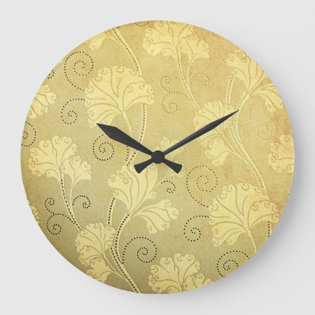 Grunge Vintage Blume Muster. Große Wanduhr (Vorderseite)