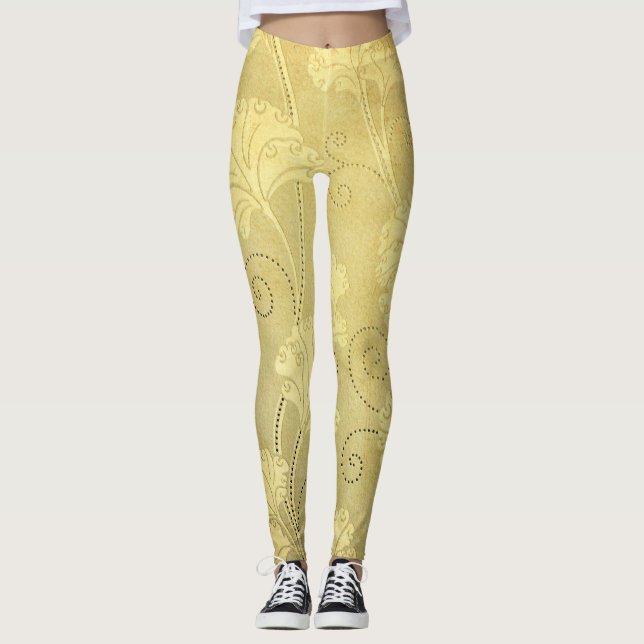 Grunge Vintage Blume Muster. Leggings (Vorderseite)