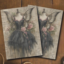 Grunge Vintage Feen Schwarz Ballett Art Decoupage