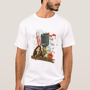 Grunge Vintage Mikrofon Vektor T-Shirt