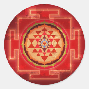 Grunge Vintage Shri Yantra Runder Aufkleber