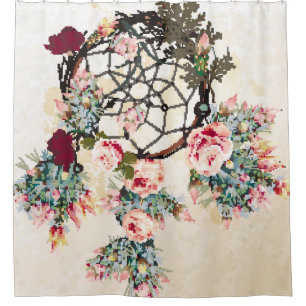 Grunge Vintager boho Hintergrund mit indischem Tra Duschvorhang