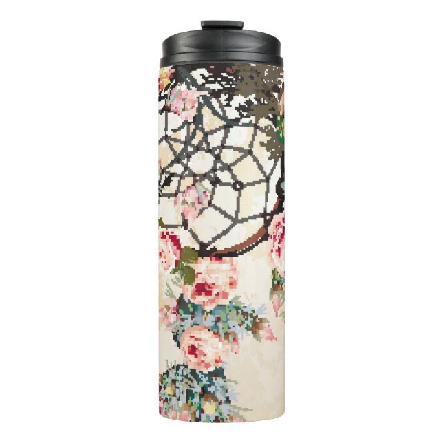Grunge Vintager boho Hintergrund mit indischem Tra Thermosbecher (Vorderseite)