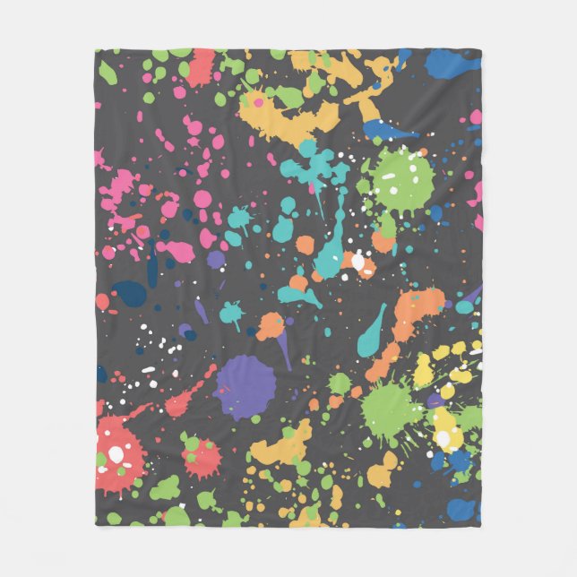 Grunge Wasserfarbe: Farbenfrohe Flecken Muster. Fleecedecke (Vorderseite)