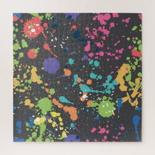 Grunge Wasserfarbe: Farbenfrohe Flecken Muster. Puzzle