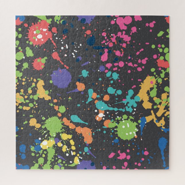 Grunge Wasserfarbe: Farbenfrohe Flecken Muster. Puzzle (Vertikal)
