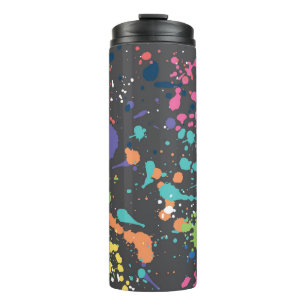 Grunge Wasserfarbe: Farbenfrohe Flecken Muster. Thermosbecher