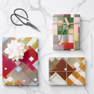 Grunge Watercolor Fine Art Geometrie Geschenkpapier Set