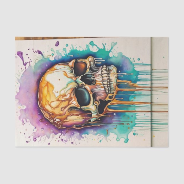 Grunge Watercolor Graffiti Skull Decoupage Seidenpapier (Vorderseite)