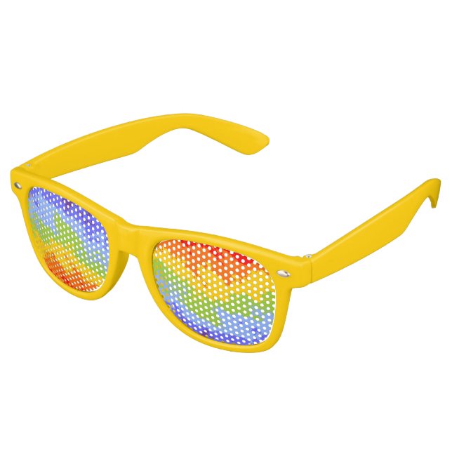 Grunge Waves Pattern - Chakra Regenbogenfarben Partybrille (Schrägansicht)