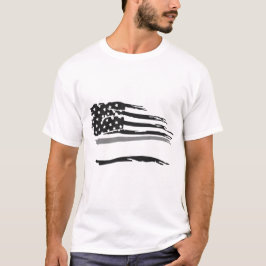 Grunge Wavy Officers Graue Linie Flagge T-Shirt