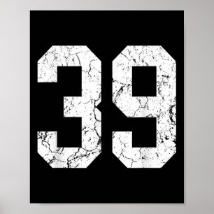 Grunge Weiße Nummer Trikot Uniform Spieler Fan  Poster
