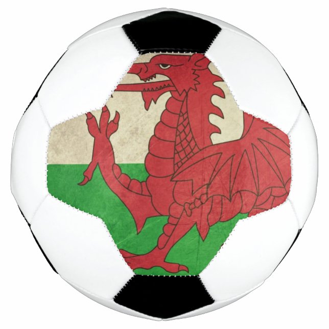Grunge Welsh Dragon FlagIllustration Fußball (Vorderseite)