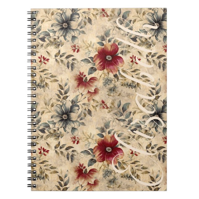 Grunge Western Florals Rustikales Red Creme Cowgir Notizblock (Vorderseite)