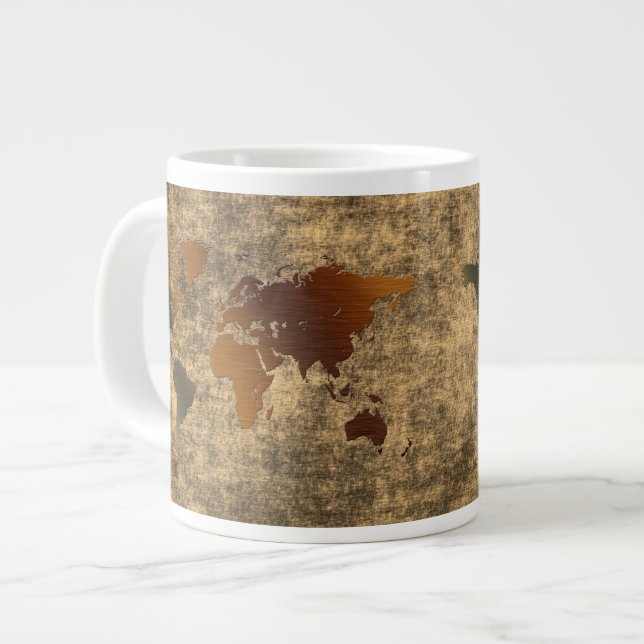 Grunge World Map zu Parchment Jumbo Soup Mug Jumbo-Tasse (Vorderseite Links)