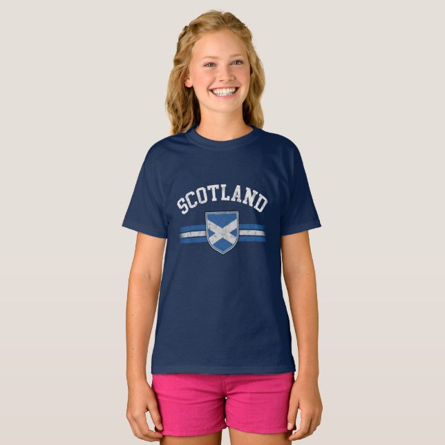 Grunge Worn Look Scotland Flag T - Shirt (Vorne ganz)
