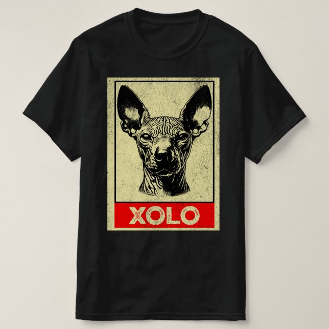 Grunge Xoloitzcuintli Illustrationsprofil T-Shirt (Design vorne)
