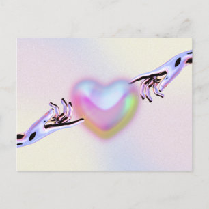 Grunge y2k Herz mit einigen Händen Valentinstag Postkarte