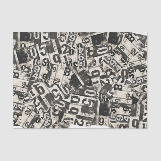 Grunge Zahlen Decoupage Scrapbook Collage Geschenk Seidenpapier (Vorderseite)