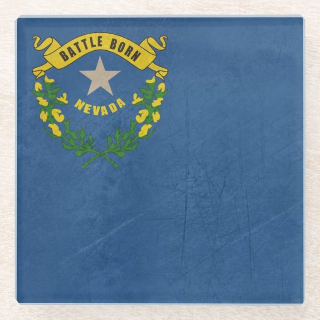 Grungeillustration der Nevada-Staatsflagge Glasuntersetzer (Vorderseite)